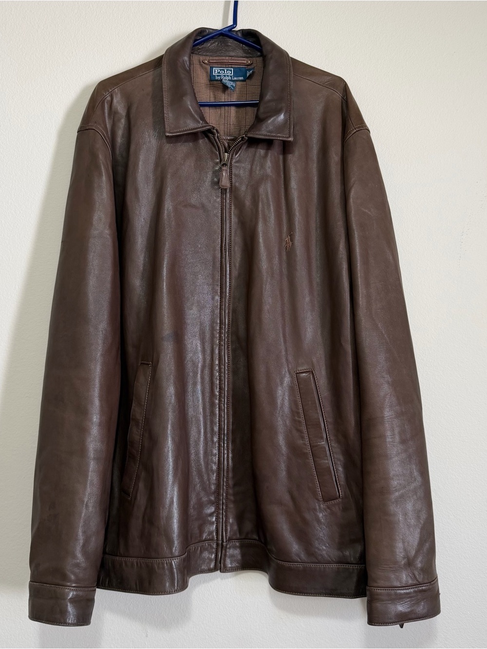 Polo Ralph Lauren Brown Lamb skin Leather Bomber Jacket men’s XLT Big & Tall